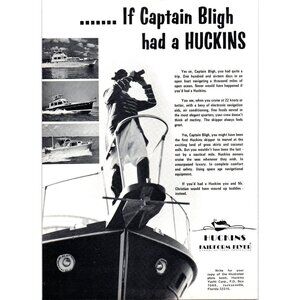 1971 Huckins Yacht Captain Bligh Vintage Print Ad Yachting Nautical Wall Art